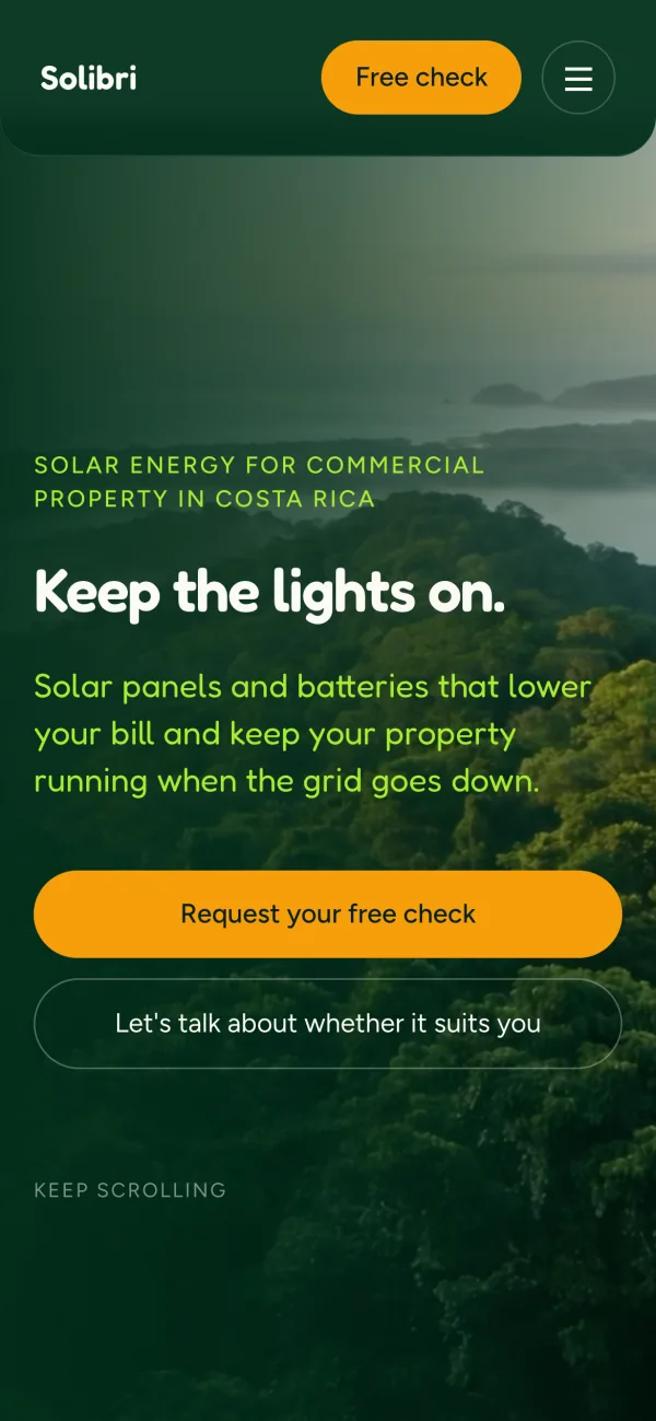 The Solibri homepage on a phone.