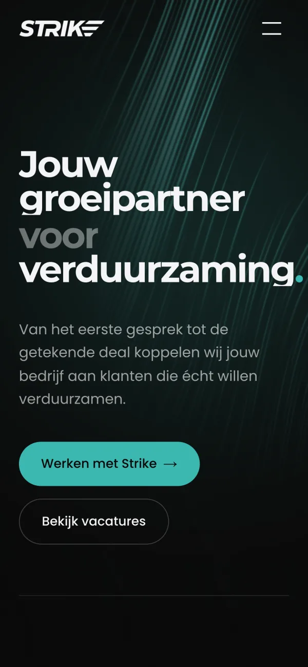 The Strike homepage on a phone.